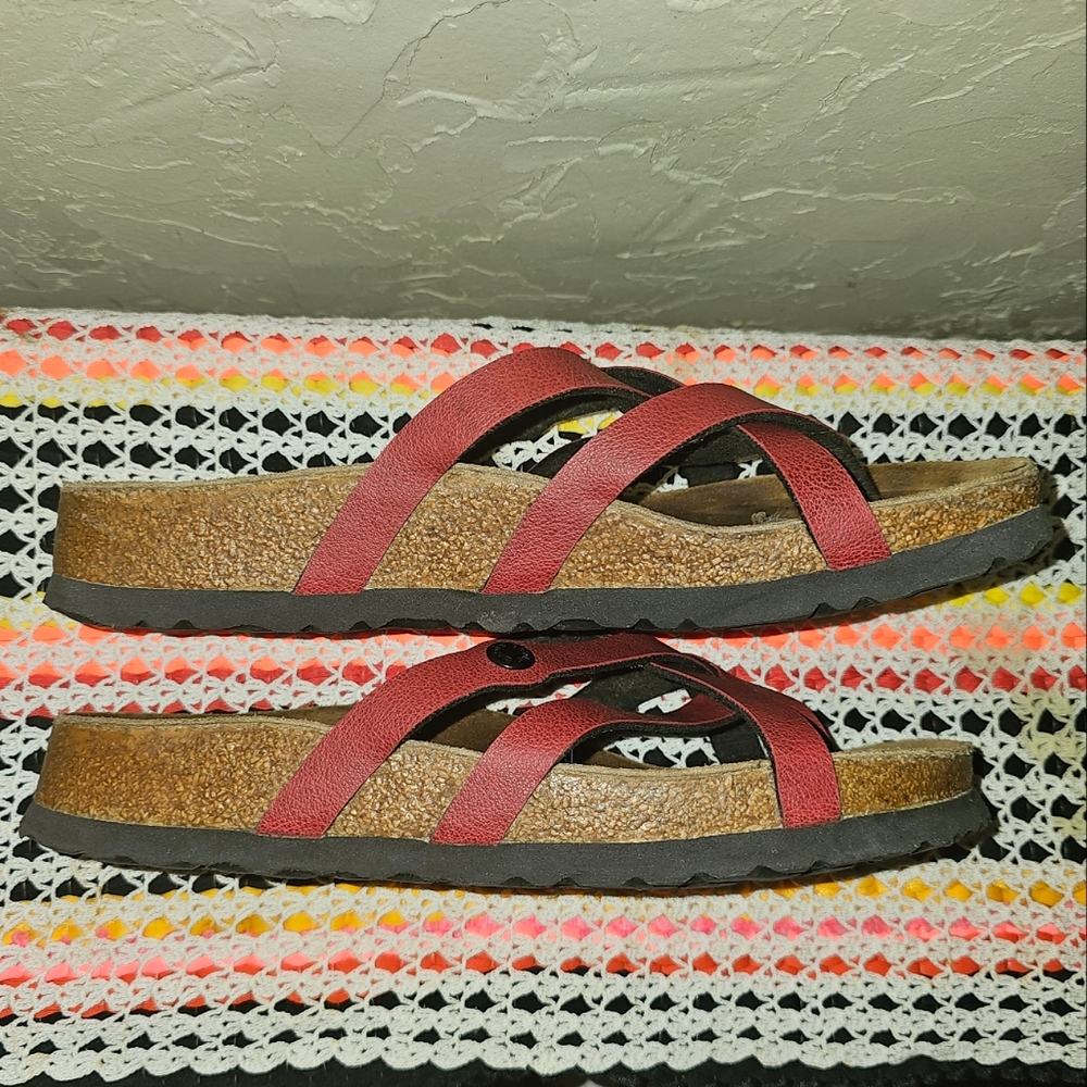 Birkenstock Betula Vinja Red Soft Cork Footbed Leather Strappy Sandals Shoes 39 - Picture 4 of 16